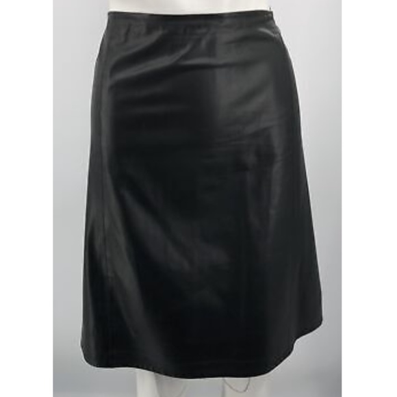 Jil Sander Black Lamb Leather A-Line Knee-Length Skirt sz 40